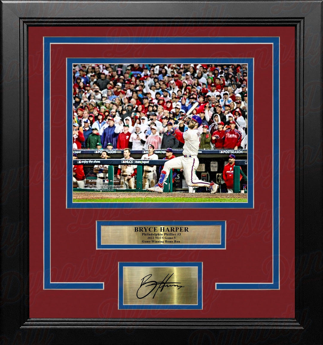 Dynasty Sports & Framing Engraved Signatures Bryce Harper NLCS Game 5 Home Run Philadelphia Phillies 8x10 Framed Photo with Engraved Autograph