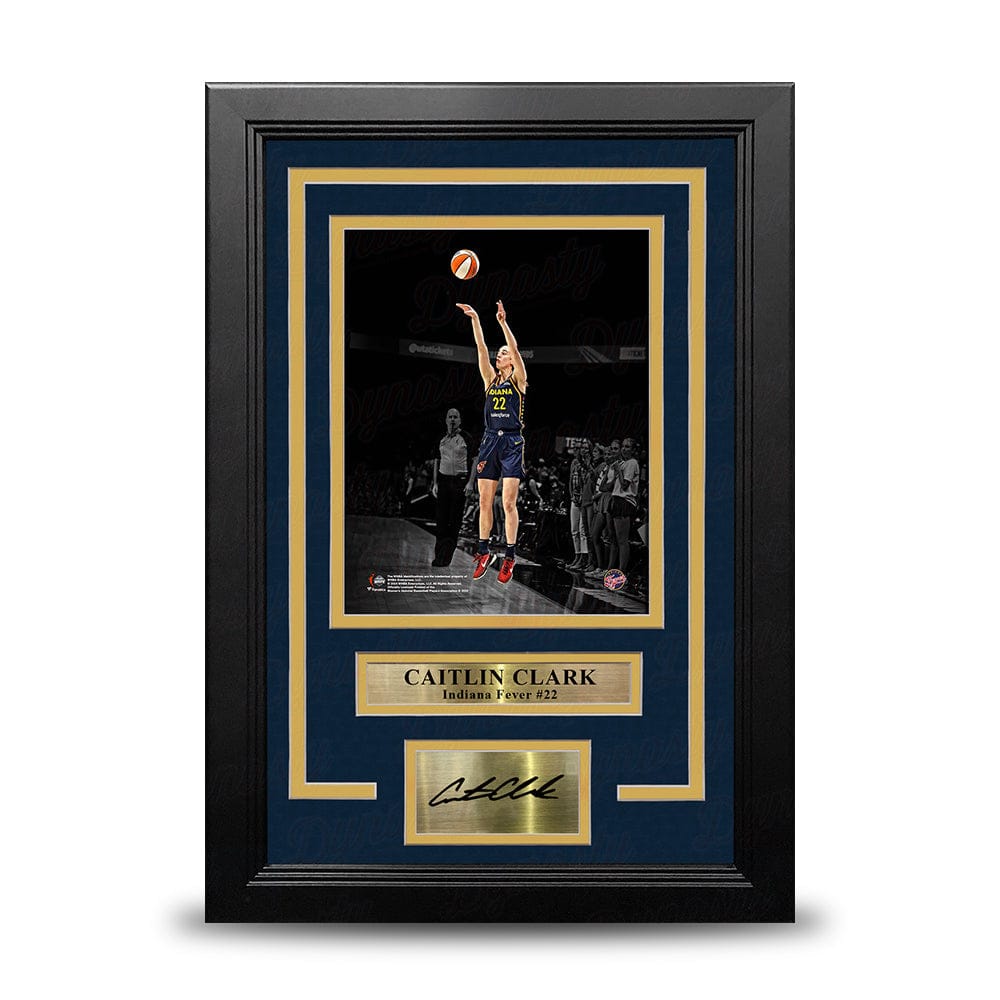 Dynasty Sports & Framing Engraved Signatures Caitlin Clark Shooting Action Indiana Fever 8x10 Framed WNBA Blackout Photo with Engraved Autograph