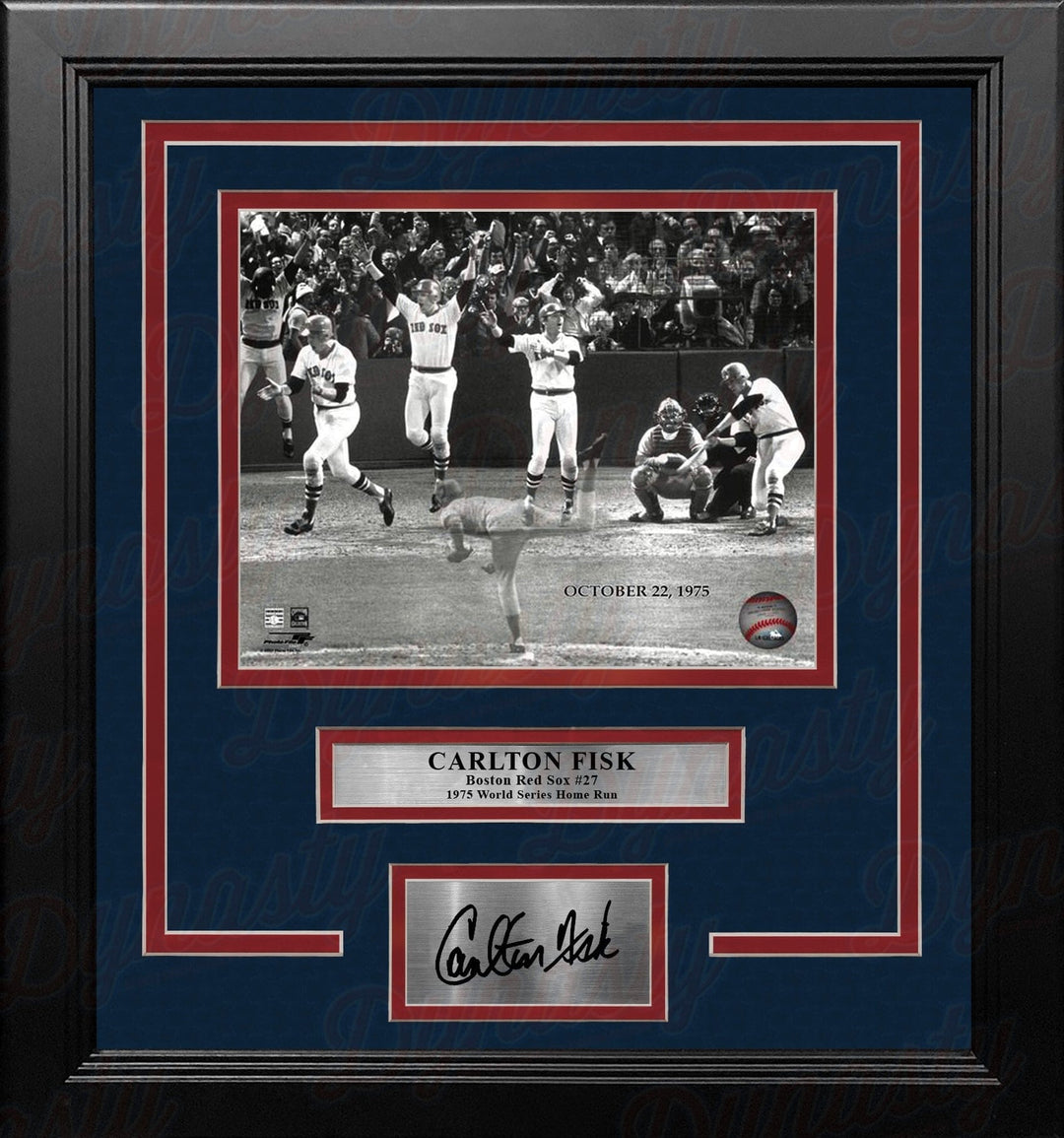 Dynasty Sports & Framing Engraved Signatures Carlton Fisk World Series Home Run Boston Red Sox 8x10 Framed Baseball Photo with Engraved Autograph