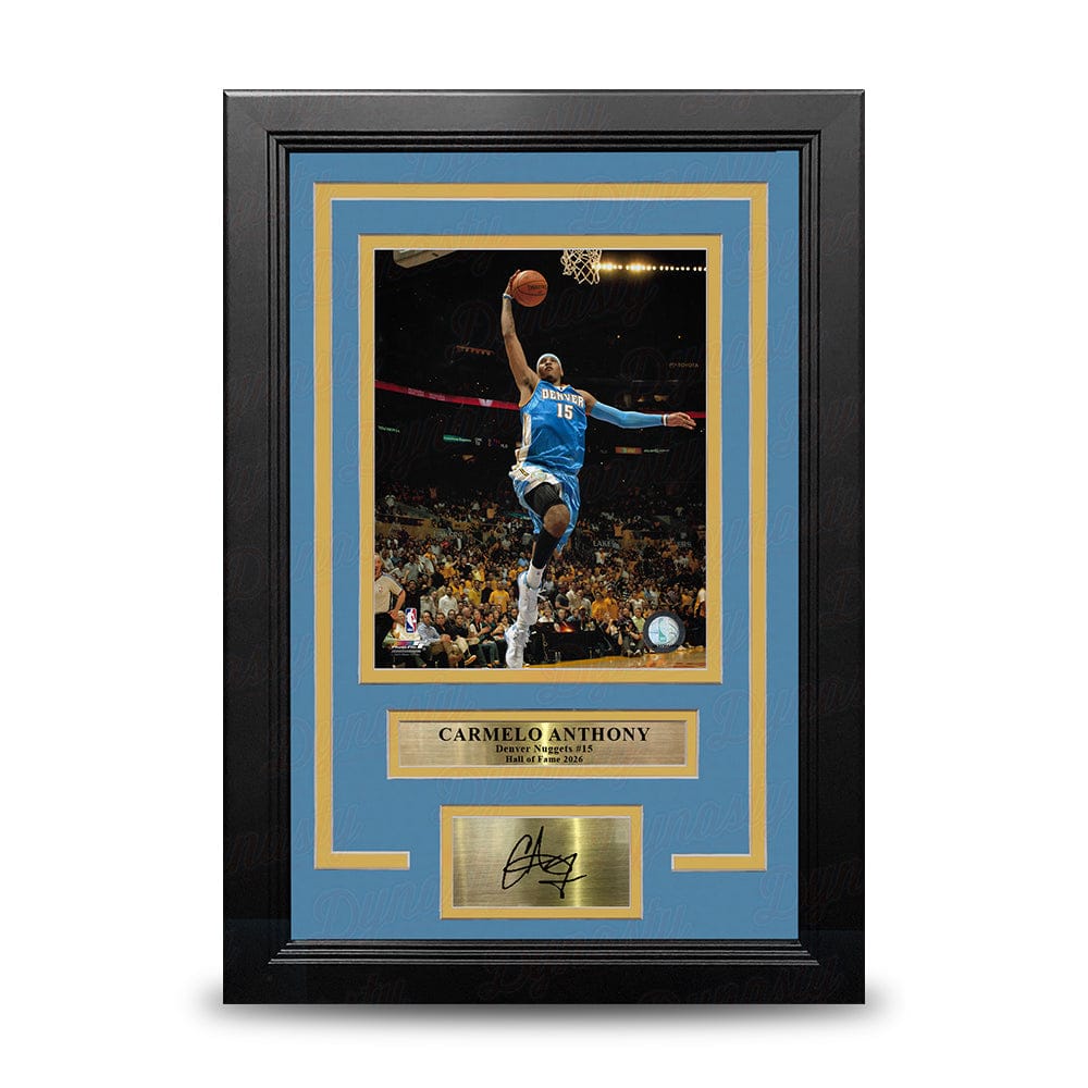 Dynasty Sports & Framing Engraved Signatures Carmelo Anthony Lay-Up Denver Nuggets 8x10 Framed Basketball Photo with Engraved Autograph