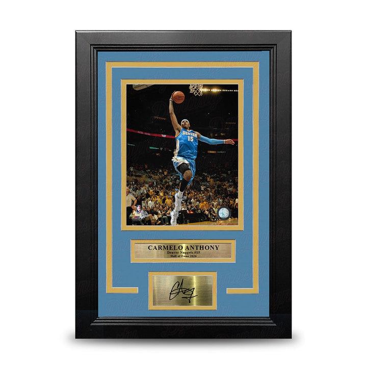 Dynasty Sports & Framing Engraved Signatures Carmelo Anthony Lay-Up Denver Nuggets 8x10 Framed Basketball Photo with Engraved Autograph