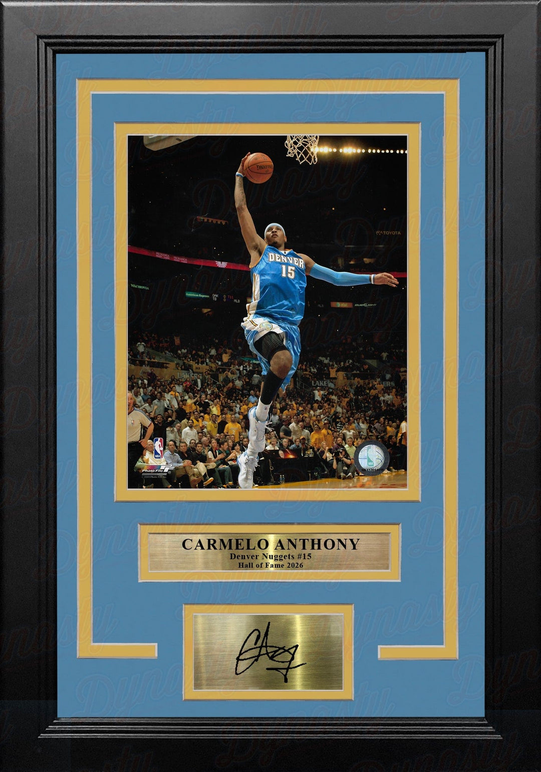 Dynasty Sports & Framing Engraved Signatures Carmelo Anthony Lay-Up Denver Nuggets 8x10 Framed Basketball Photo with Engraved Autograph