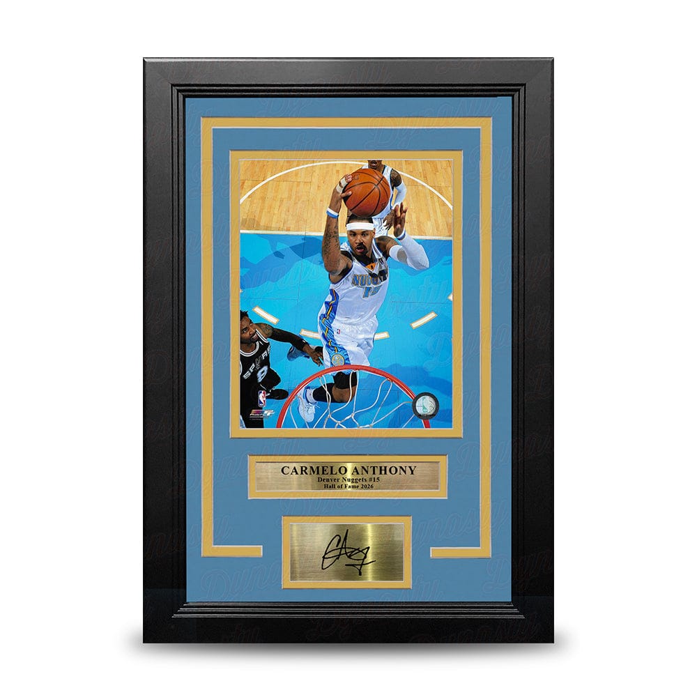 Dynasty Sports & Framing Engraved Signatures Carmelo Anthony Rim Cam Denver Nuggets 8x10 Framed Basketball Photo with Engraved Autograph