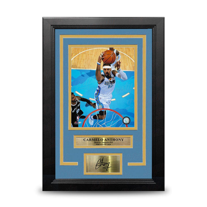 Dynasty Sports & Framing Engraved Signatures Carmelo Anthony Rim Cam Denver Nuggets 8x10 Framed Basketball Photo with Engraved Autograph