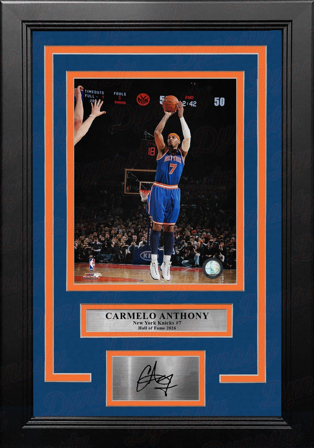 Dynasty Sports & Framing Engraved Signatures Carmelo Anthony Shooting Action New York Knicks 8x10 Framed Basketball Photo with Engraved Autograph