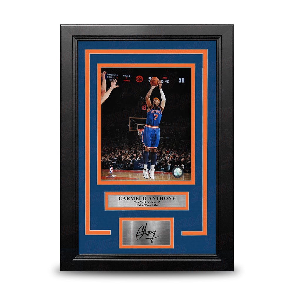 Dynasty Sports & Framing Engraved Signatures Carmelo Anthony Shooting Action New York Knicks 8x10 Framed Basketball Photo with Engraved Autograph
