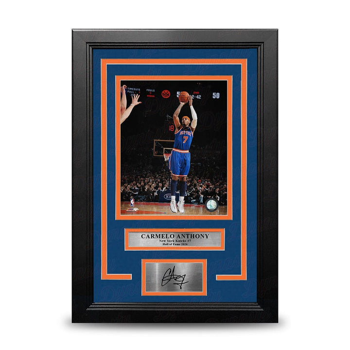 Dynasty Sports & Framing Engraved Signatures Carmelo Anthony Shooting Action New York Knicks 8x10 Framed Basketball Photo with Engraved Autograph