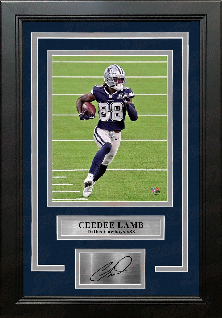 Dynasty Sports & Framing Engraved Signatures CeeDee Lamb in Action Dallas Cowboys 8" x 10" Framed Football Photo with Engraved Autograph