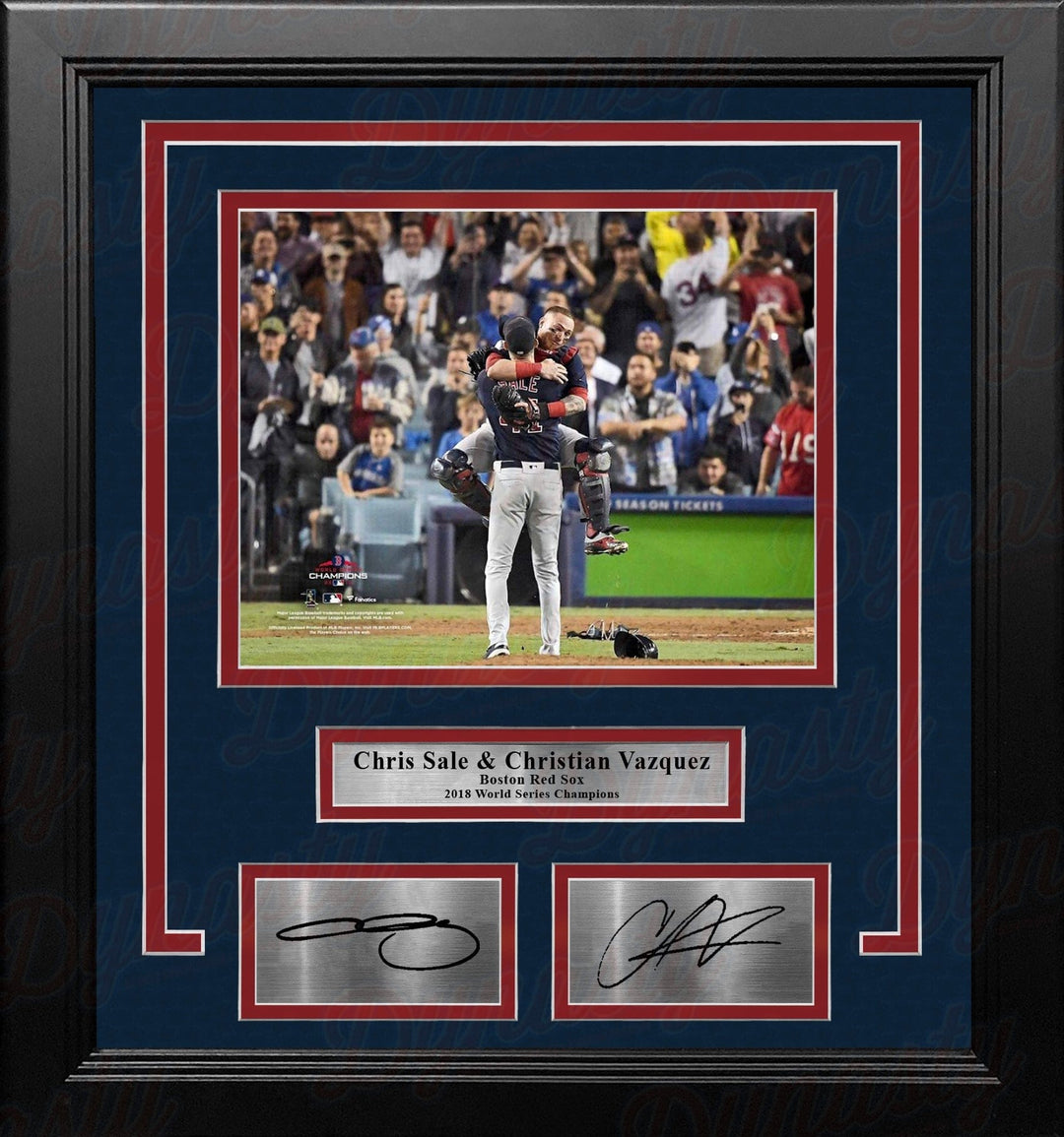 Dynasty Sports & Framing Engraved Signatures Chris Sale & Christian Vazquez Red Sox 2018 World Series 8x10 Framed Photo with Engraved Autographs