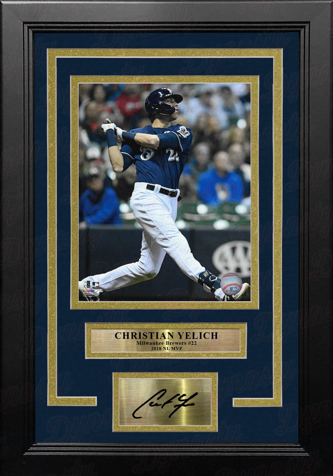 Dynasty Sports & Framing Engraved Signatures Christian Yelich in Action Milwaukee Brewers 8" x 10" Framed Baseball Photo with Engraved Autograph