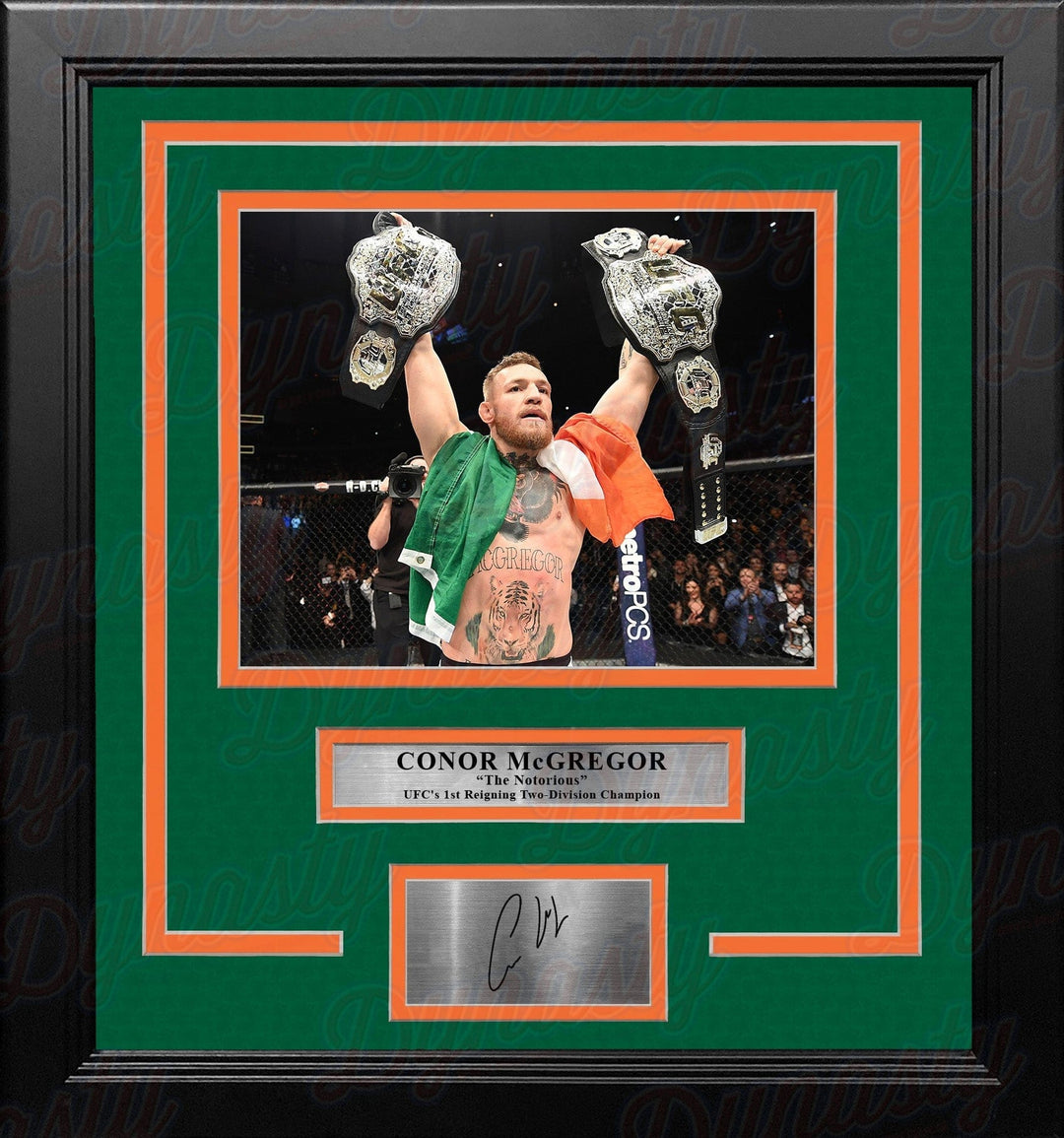 Dynasty Sports & Framing Engraved Signatures Conor McGregor 2-Division Champion 8" x 10" Framed Mixed Martial Arts Photo with Engraved Autograph