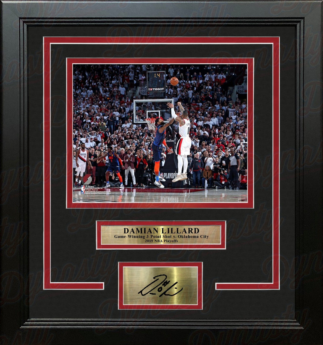 Dynasty Sports & Framing Engraved Signatures Damian Lillard Trail Blazers Game-Winning Shot v. Thunder 8x10 Framed Photo with Engraved Autograph
