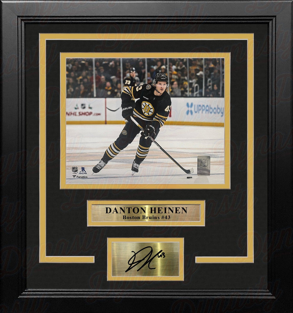 Dynasty Sports & Framing Engraved Signatures Danton Heinen in Action Boston Bruins 8" x 10" Framed Hockey Photo with Engraved Autograph