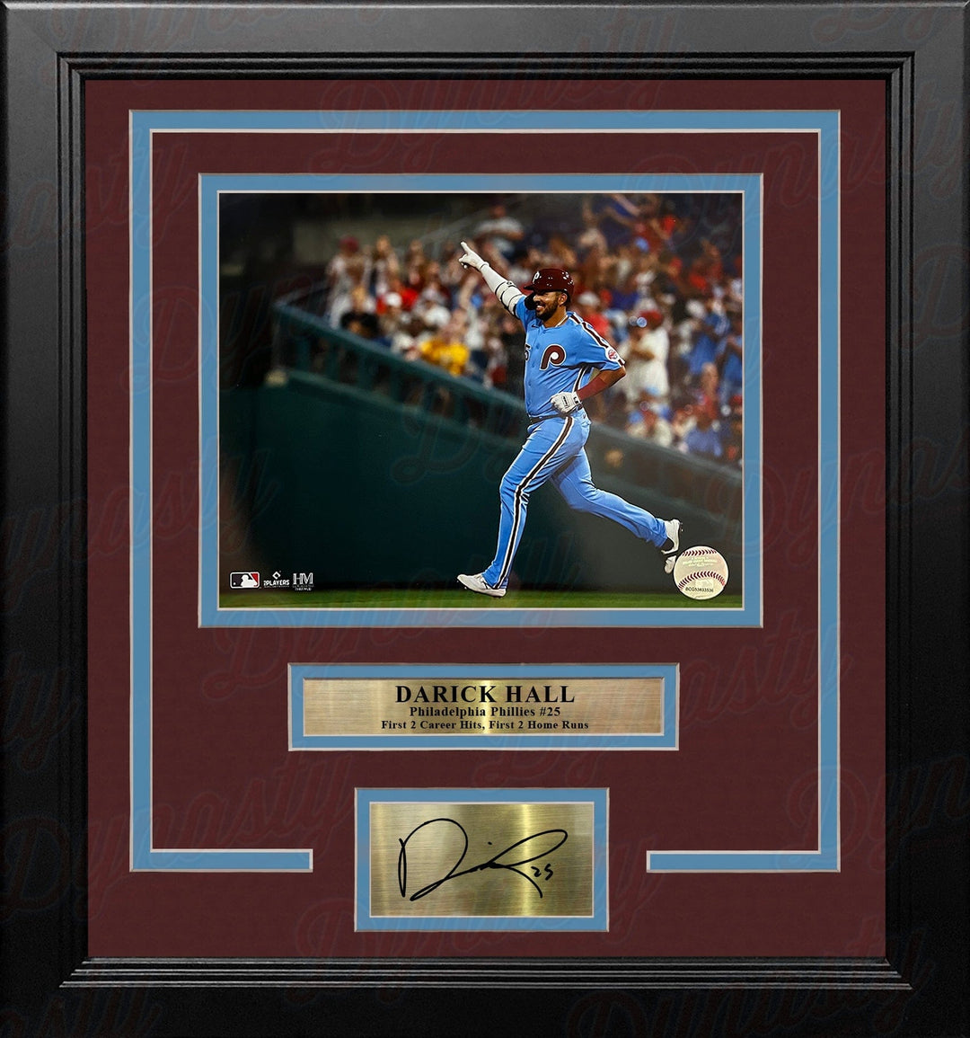 Dynasty Sports & Framing Engraved Signatures Darick Hall Runs The Bases Philadelphia Phillies 8x10 Framed Baseball Photo with Engraved Autograph