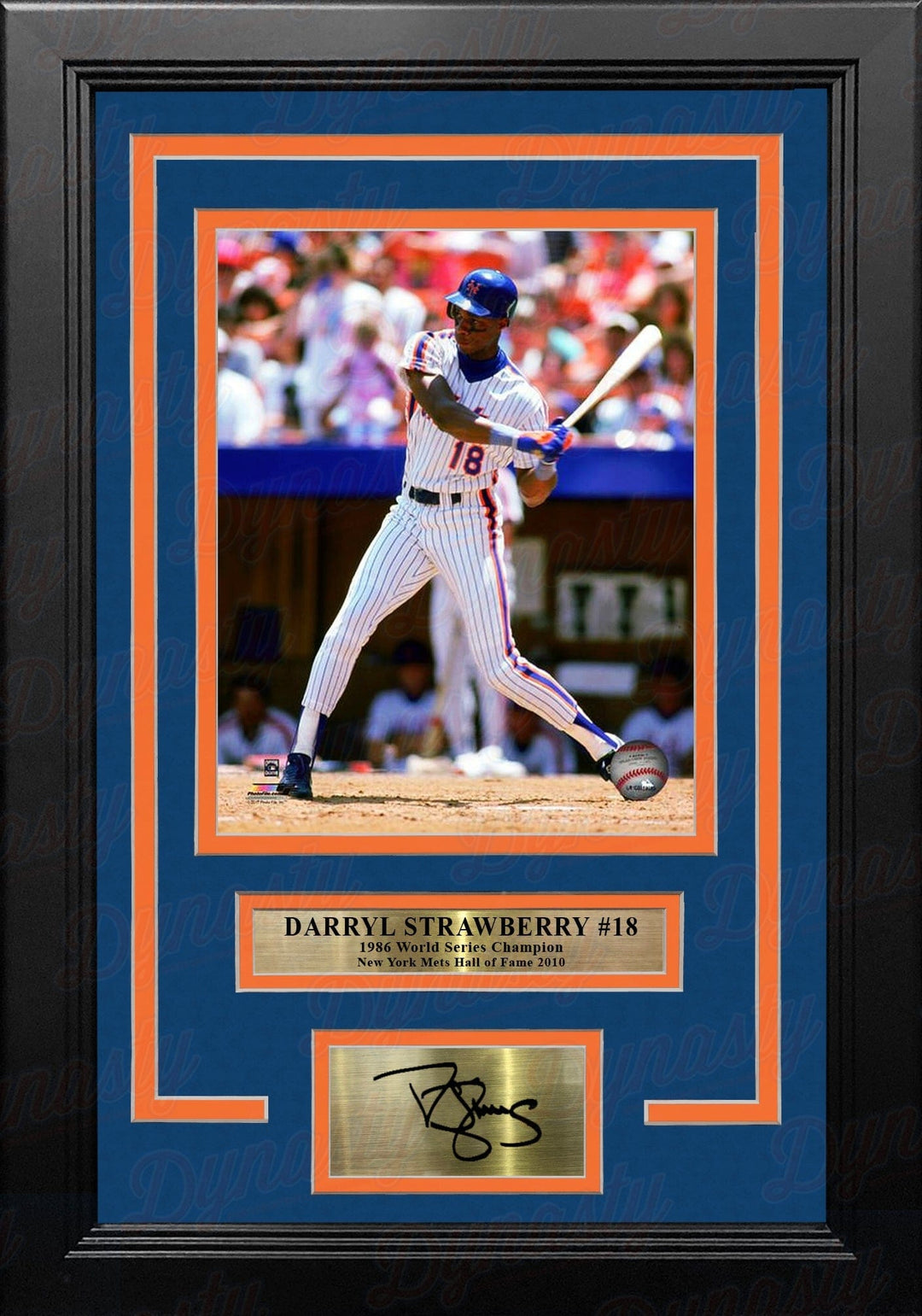 Dynasty Sports & Framing Engraved Signatures Darryl Strawberry in Action New York Mets 8" x 10" Framed Baseball Photo with Engraved Autograph