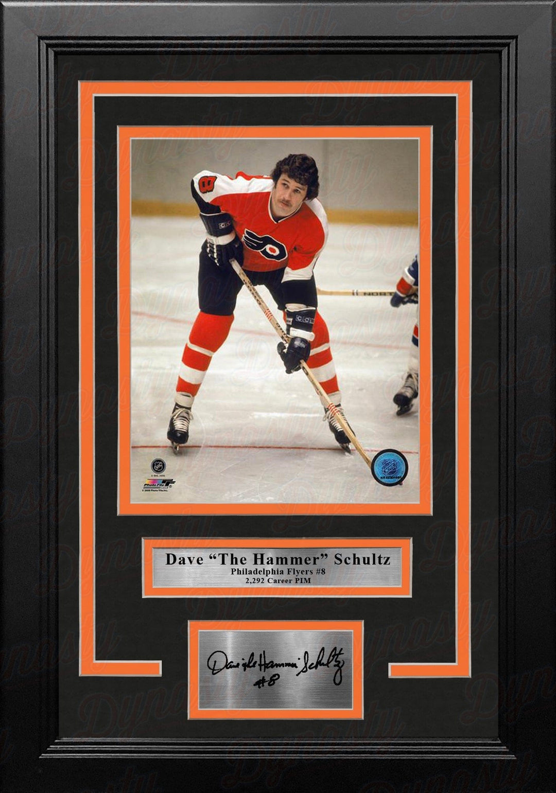 Dynasty Sports & Framing Engraved Signatures Dave Schultz in Action Philadelphia Flyers 8" x 10" Framed Hockey Photo with Engraved Autograph