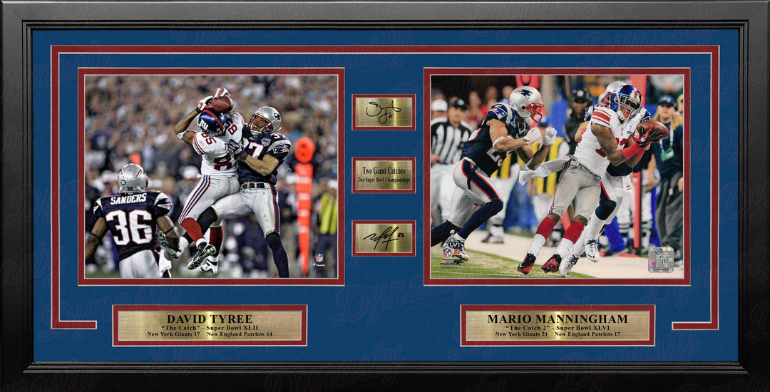 Dynasty Sports & Framing Engraved Signatures David Tyree & Mario Manningham Super Bowl Catches NY Giants 8x10 Framed Landscape Photos with Engraved Autographs