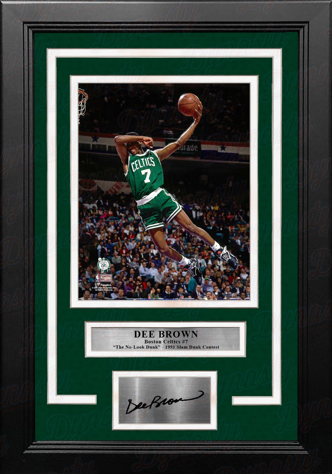Dynasty Sports & Framing Engraved Signatures Dee Brown No-Look Dunk Slam Dunk Contest Boston Celtics 8x10 Framed Photo with Engraved Autograph