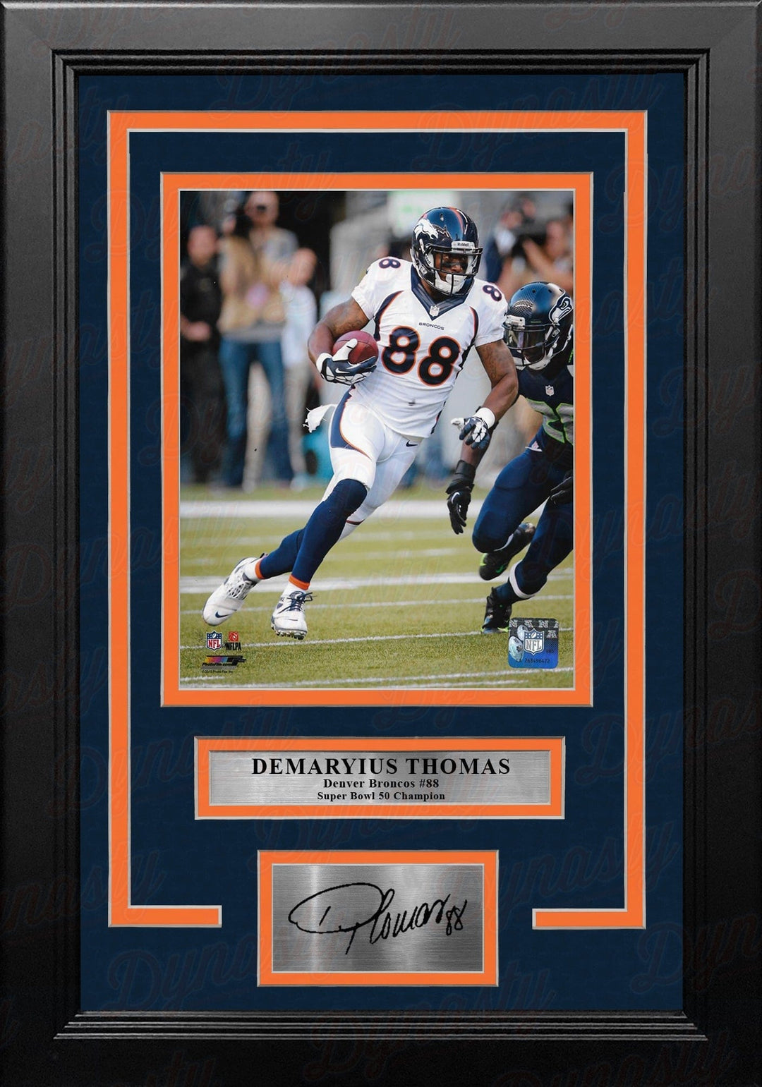 Dynasty Sports & Framing Engraved Signatures Demaryius Thomas in Action Denver Broncos 8" x 10" Framed Football Photo with Engraved Autograph