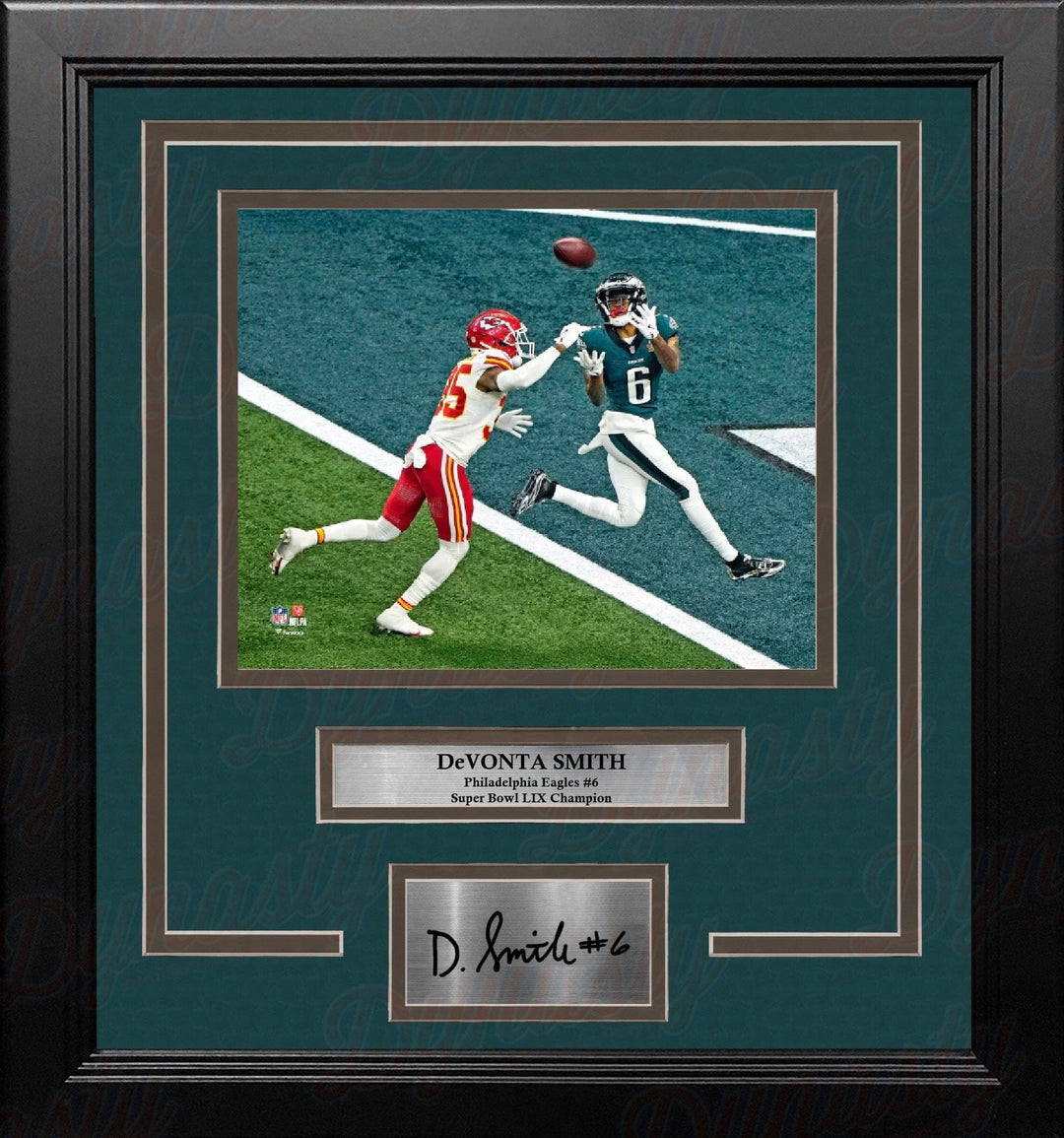 Dynasty Sports & Framing Engraved Signatures DeVonta Smith Philadelphia Eagles Super Bowl LIX Touchdown 11x14 Framed Photo & Engraved Autograph