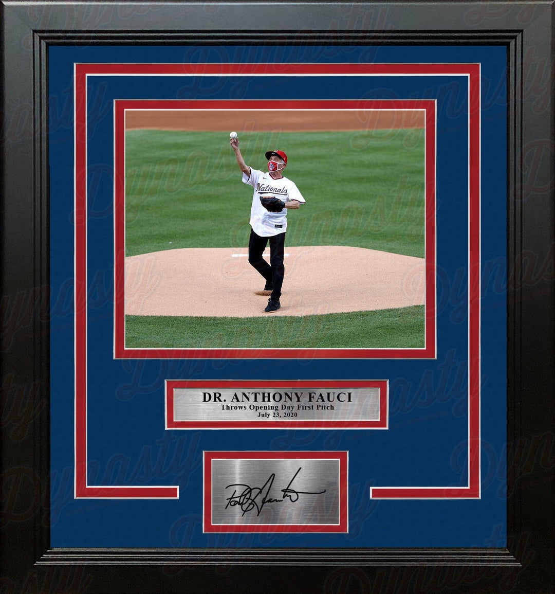 Dynasty Sports & Framing Engraved Signatures Dr. Anthony Fauci 2020 Washington Nationals First Pitch 8x10 Framed Photo with Engraved Autograph