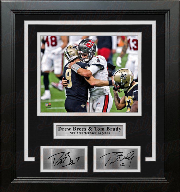 Dynasty Sports & Framing Engraved Signatures Drew Brees and Tom Brady 8" x 10" Framed Quarterback Legends Football Photo with Engraved Autographs
