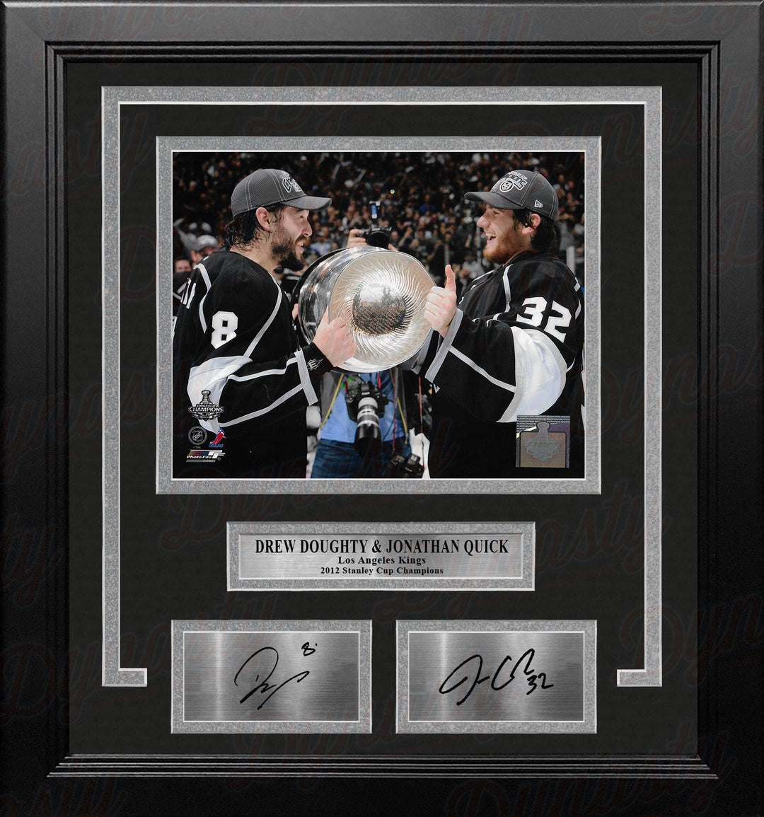 Dynasty Sports & Framing Engraved Signatures Drew Doughty & Jonathan Quick 2012 Stanley Cup LA Kings 8x10 Framed Photo with Engraved Autographs