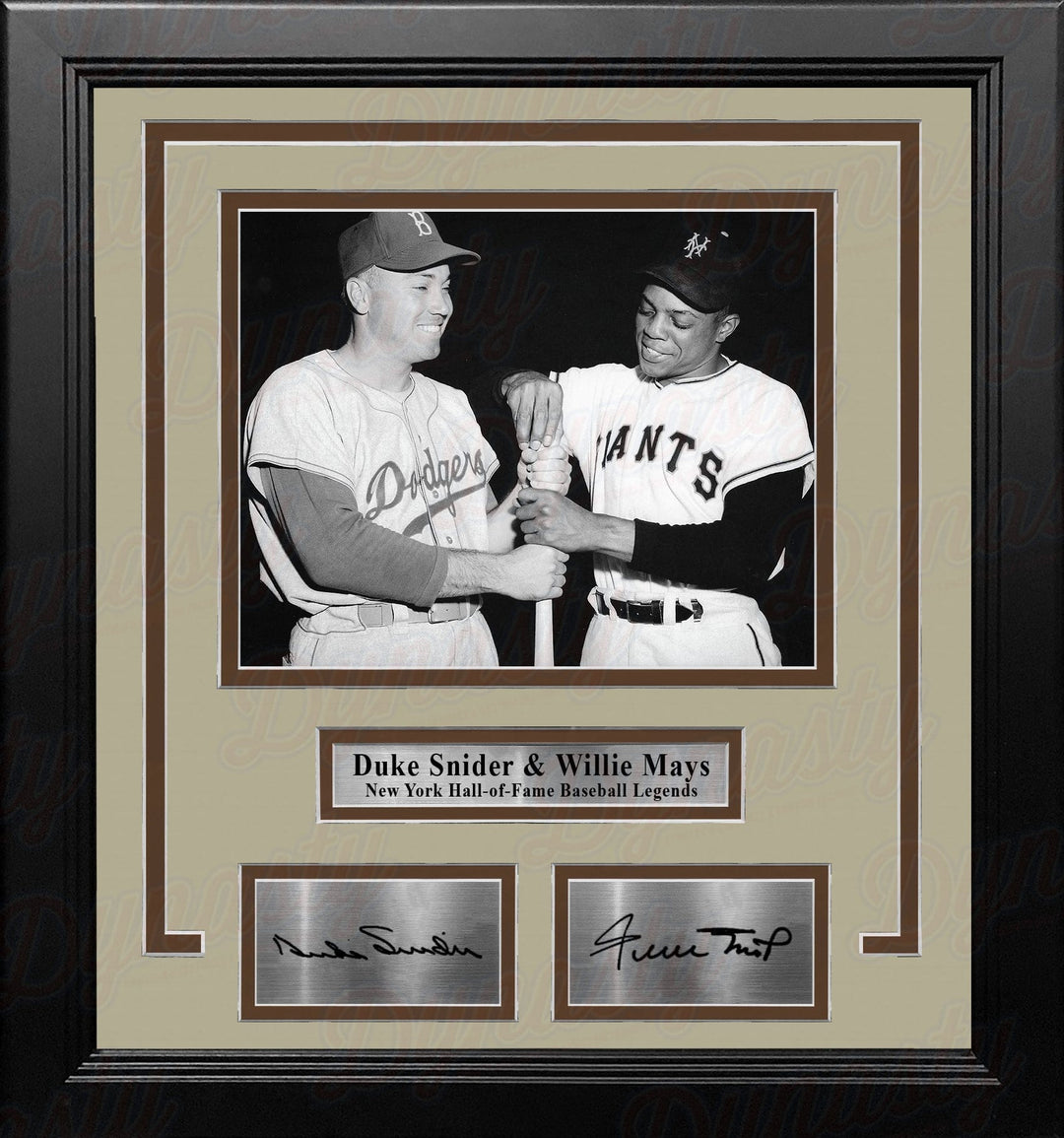 Dynasty Sports & Framing Engraved Signatures Duke Snider and Willie Mays 8x10 Framed New York Baseball Photo with Engraved Autographs
