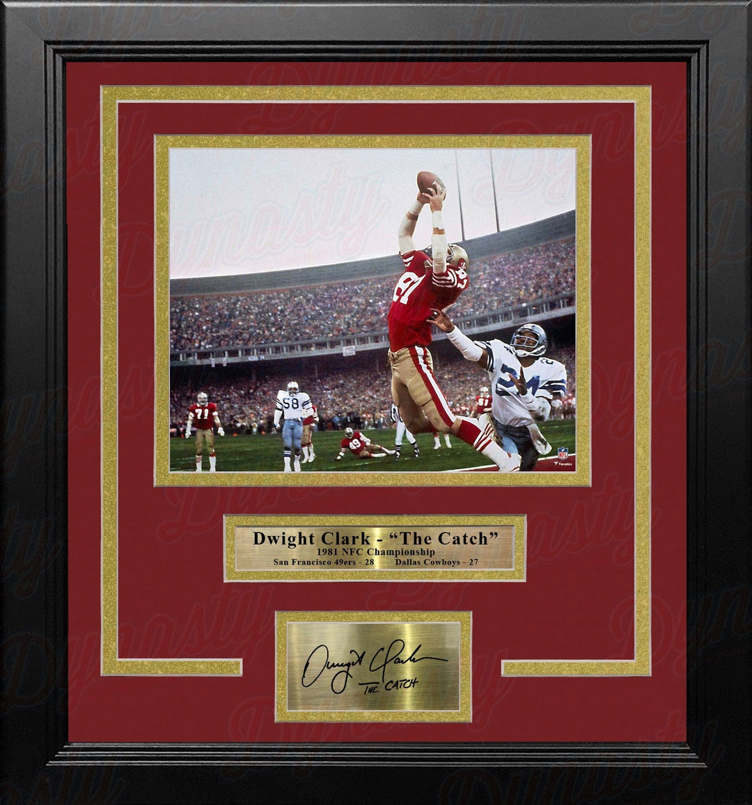 Dynasty Sports & Framing Engraved Signatures Dwight Clark 1981 NFC Championship Catch San Francisco 49ers 8x10 Framed Photo with Engraved Autograph
