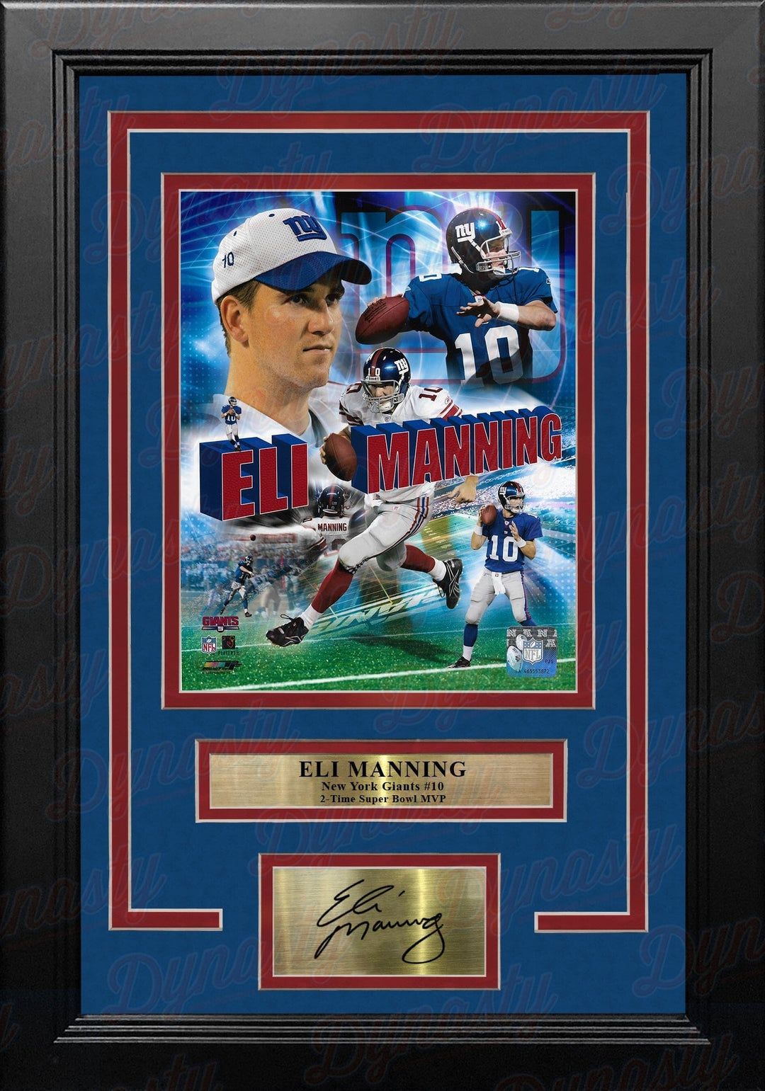 Dynasty Sports & Framing Engraved Signatures Eli Manning New York Giants 8" x 10" Framed Football Collage Photo with Engraved Autograph