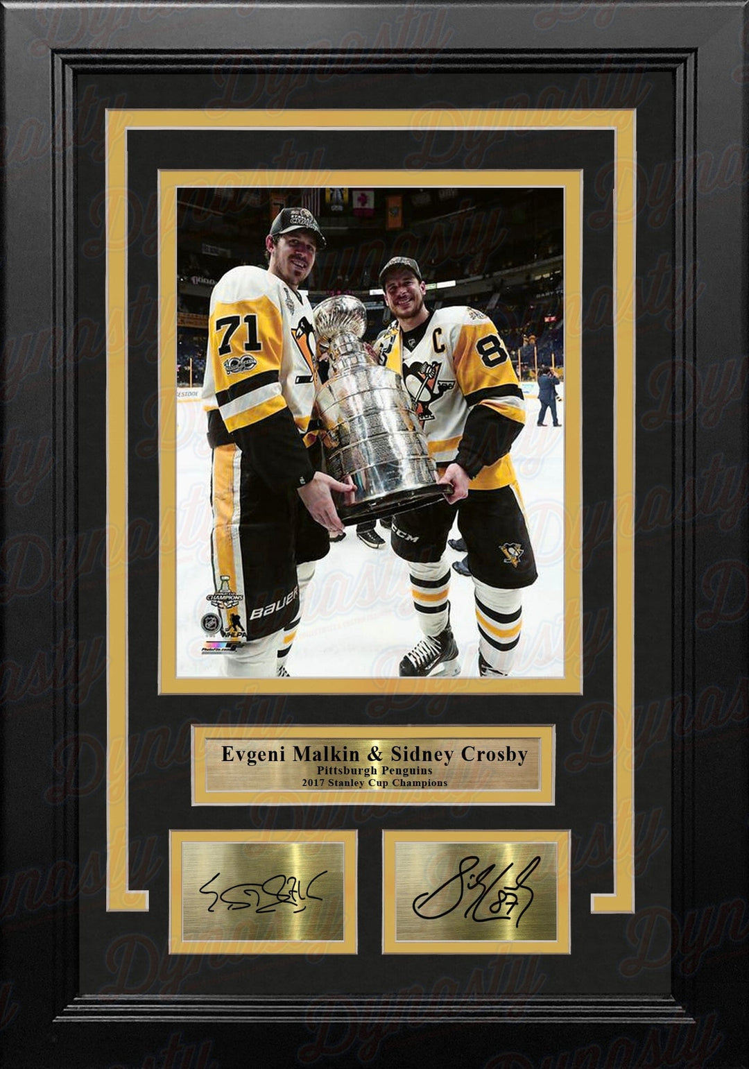 Dynasty Sports & Framing Engraved Signatures Evgeni Malkin & Sidney Crosby Stanley Cup Pittsburgh Penguins 8x10 Framed Photo Engraved Autographs