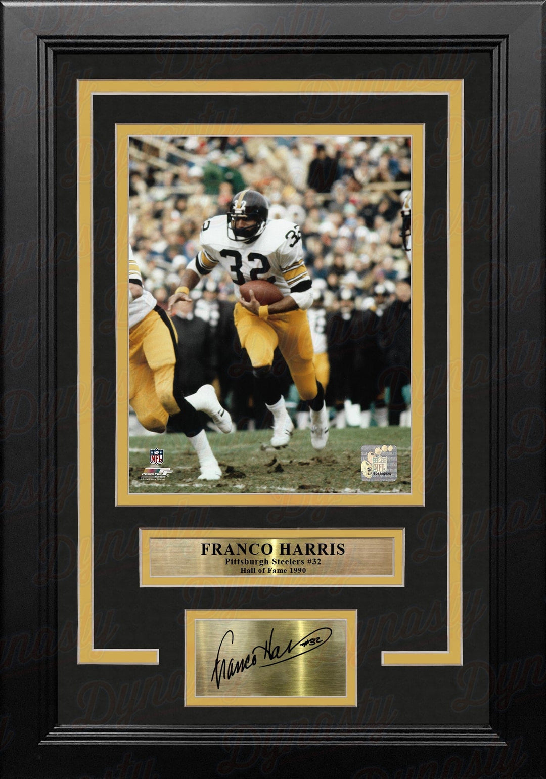 Dynasty Sports & Framing Engraved Signatures Franco Harris in Action Pittsburgh Steelers 8" x 10" Framed Photo with Engraved Autograph