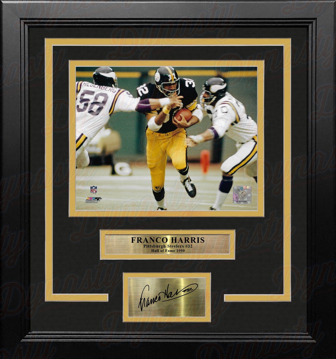 Dynasty Sports & Framing Engraved Signatures Franco Harris v. Vikings Pittsburgh Steelers 8" x 10" Framed Photo with Engraved Autograph