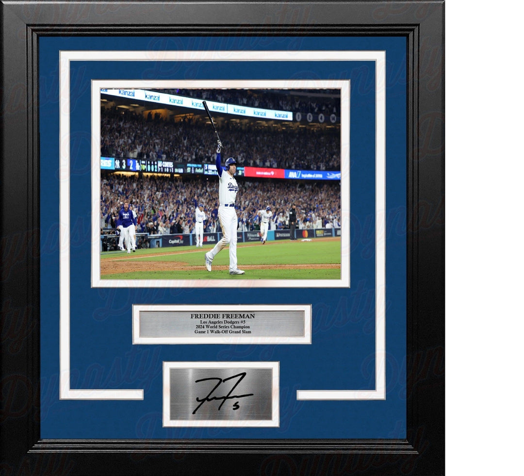 Dynasty Sports & Framing Engraved Signatures Freddie Freeman Walk-Off Grand Slam LA Dodgers 8x10 Framed Landscape Photo with Engraved Autograph