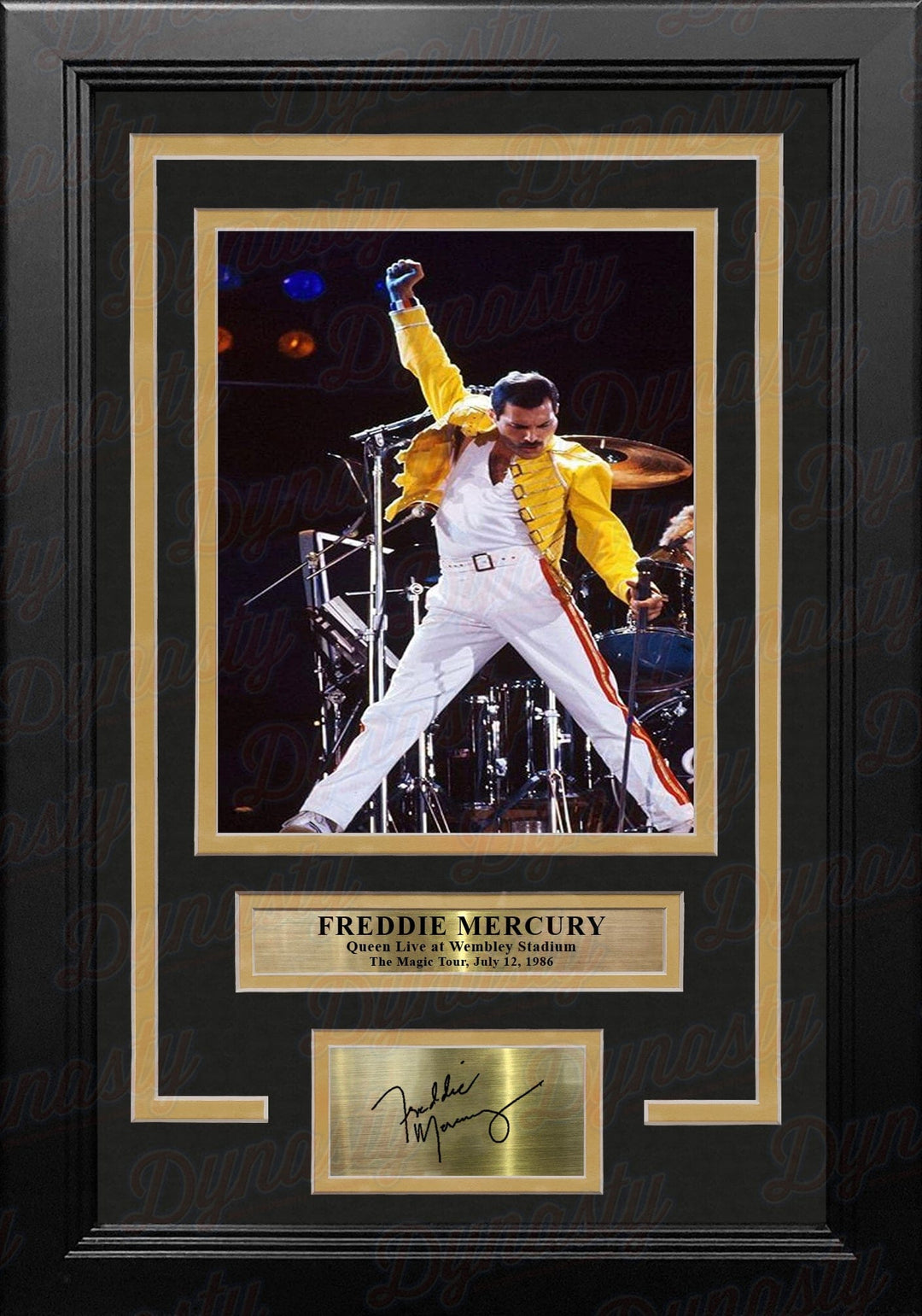 Dynasty Sports & Framing Engraved Signatures Freddie Mercury Queen at Wembley Stadium 8" x 10" Framed Photo with Engraved Autograph