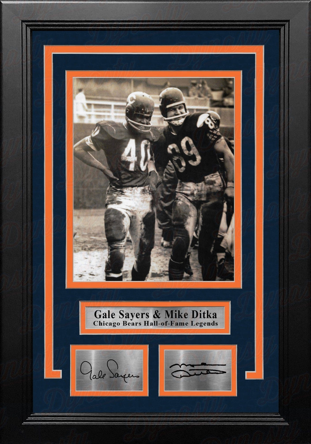 Dynasty Sports & Framing Engraved Signatures Gale Sayers & Mike Ditka Chicago Bears 8" x 10" Framed Black & White Photo with Engraved Autographs