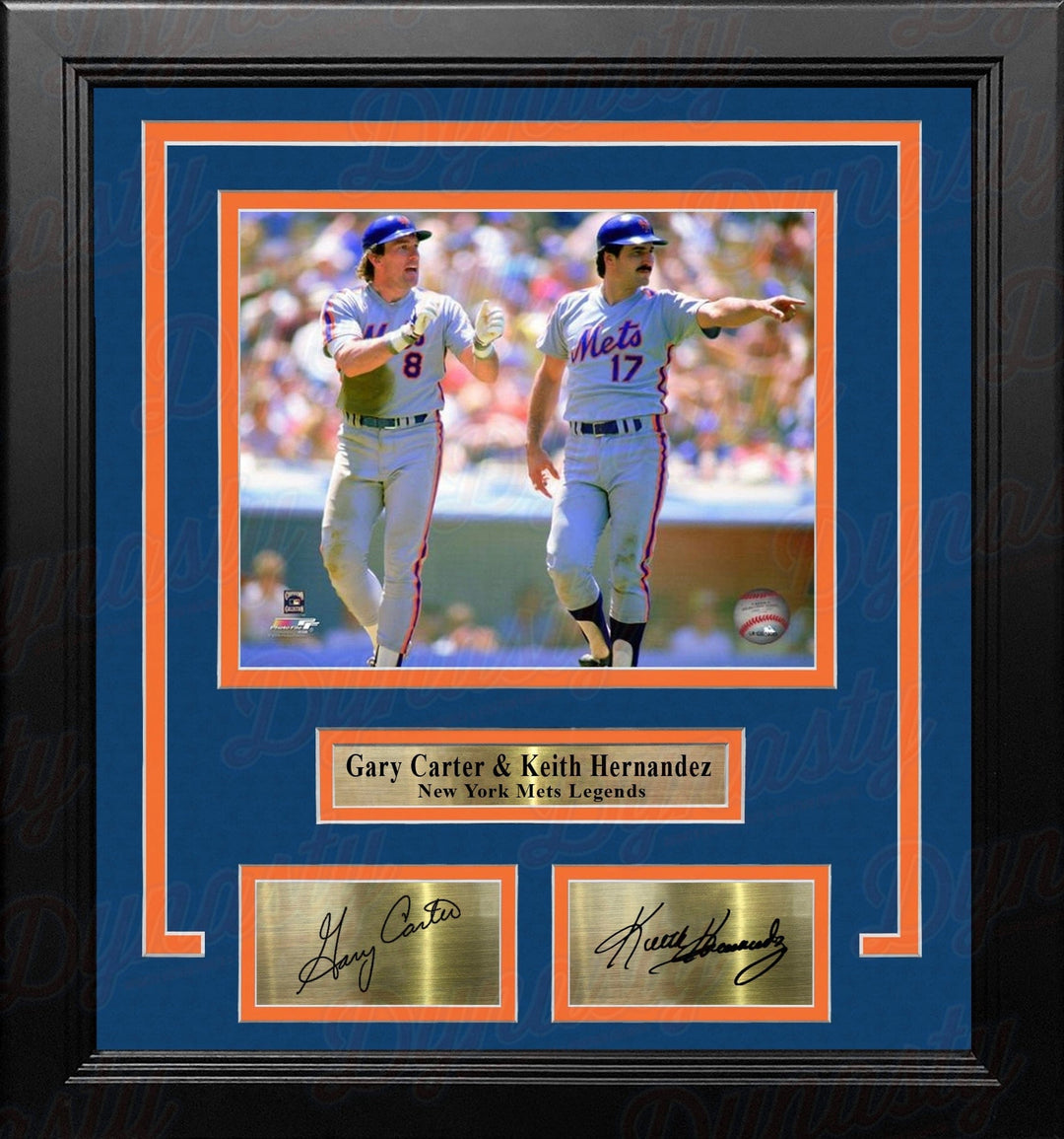 Dynasty Sports & Framing Engraved Signatures Gary Carter & Keith Hernandez in Action New York Mets 8" x 10" Framed Photo with Engraved Autographs