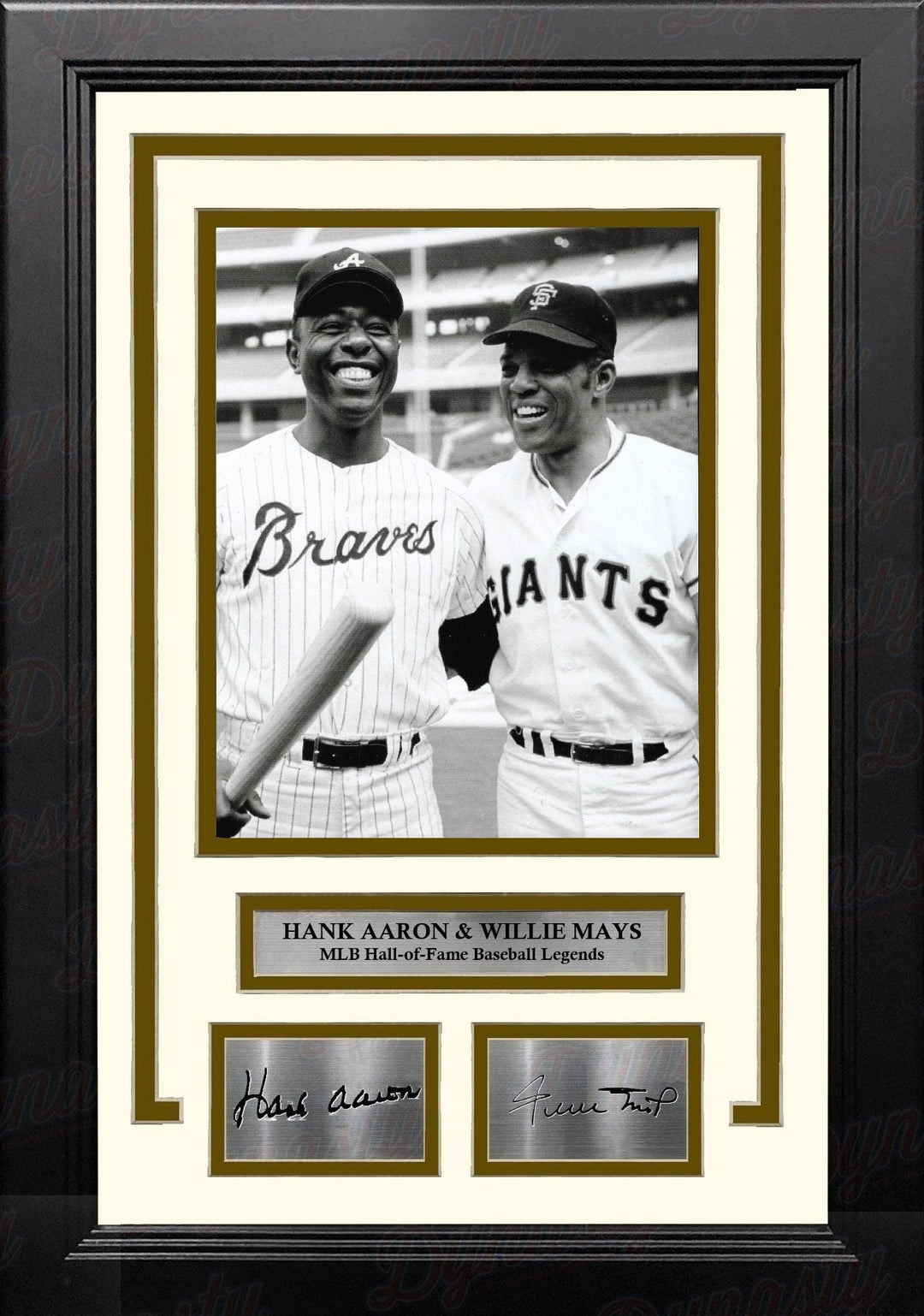 Dynasty Sports & Framing Engraved Signatures Hank Aaron and Willie Mays 8" x 10" Framed Baseball Legends Photo with Engraved Autographs