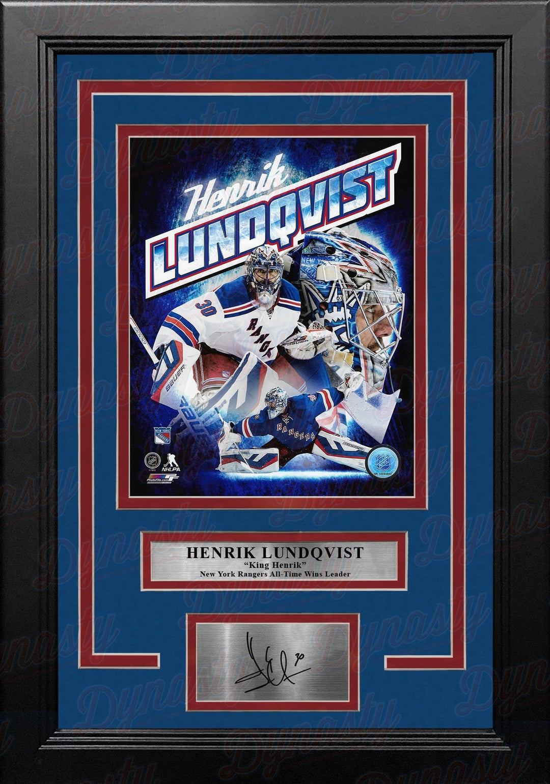 Dynasty Sports & Framing Engraved Signatures Henrik Lundqvist New York Rangers 8" x 10" Framed Hockey Collage Photo with Engraved Autograph
