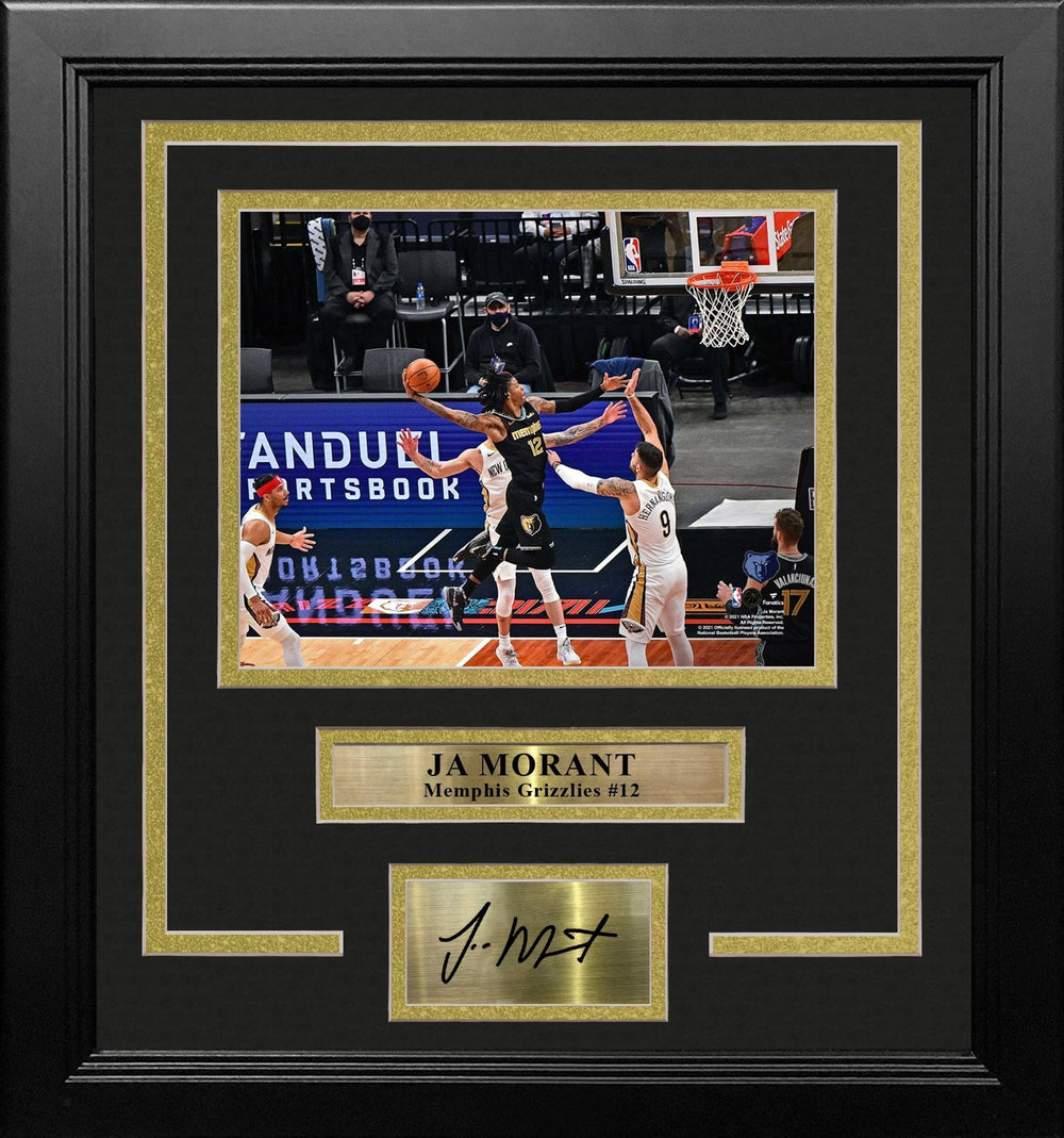 Dynasty Sports & Framing Engraved Signatures Ja Morant Slam Dunk Memphis Grizzlies 8" x 10" Framed Basketball Photo with Engraved Autograph