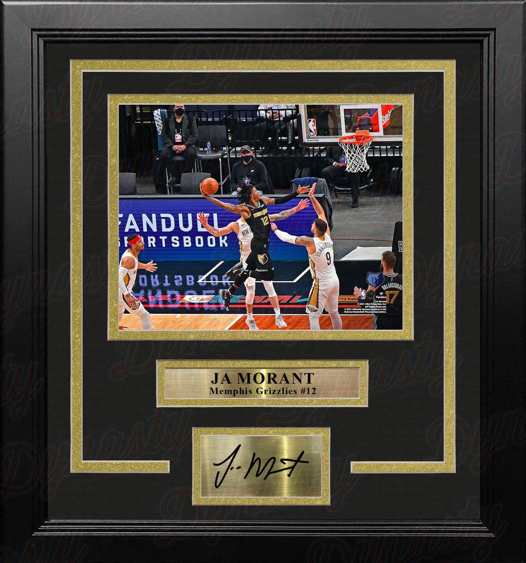 Dynasty Sports & Framing Engraved Signatures Ja Morant Slam Dunk Memphis Grizzlies 8" x 10" Framed Basketball Photo with Engraved Autograph