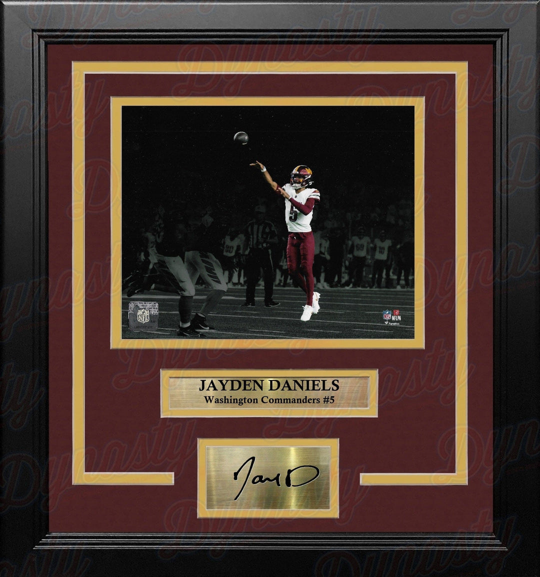 Dynasty Sports & Framing Engraved Signatures Jayden Daniels Blackout Action Washington Commanders 8" x 10" Framed Photo with Engraved Autograph