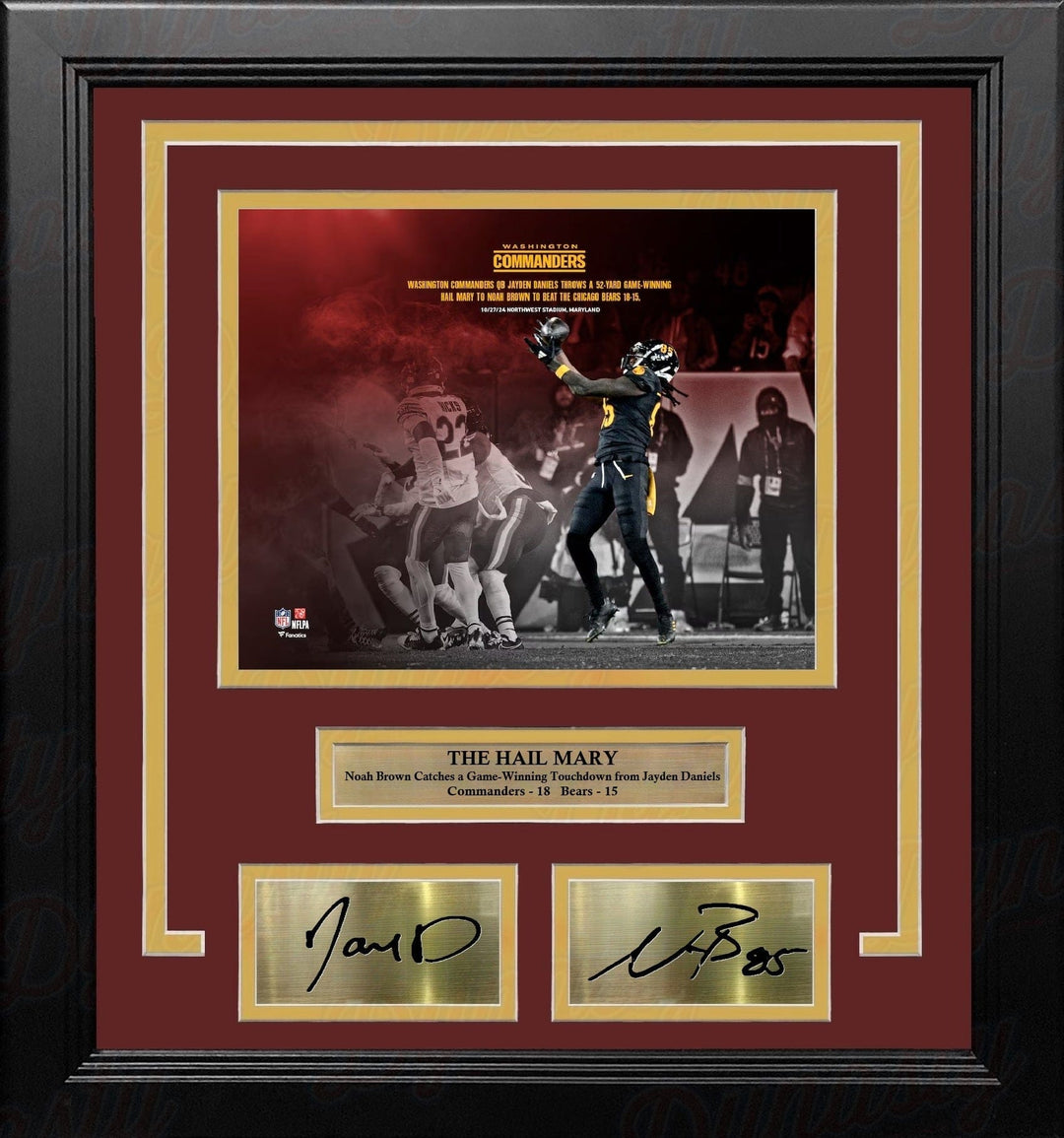 Dynasty Sports & Framing Engraved Signatures Jayden Daniels & Noah Brown Hail Mary TD Commanders 8x10 Framed Photo with Engraved Autographs