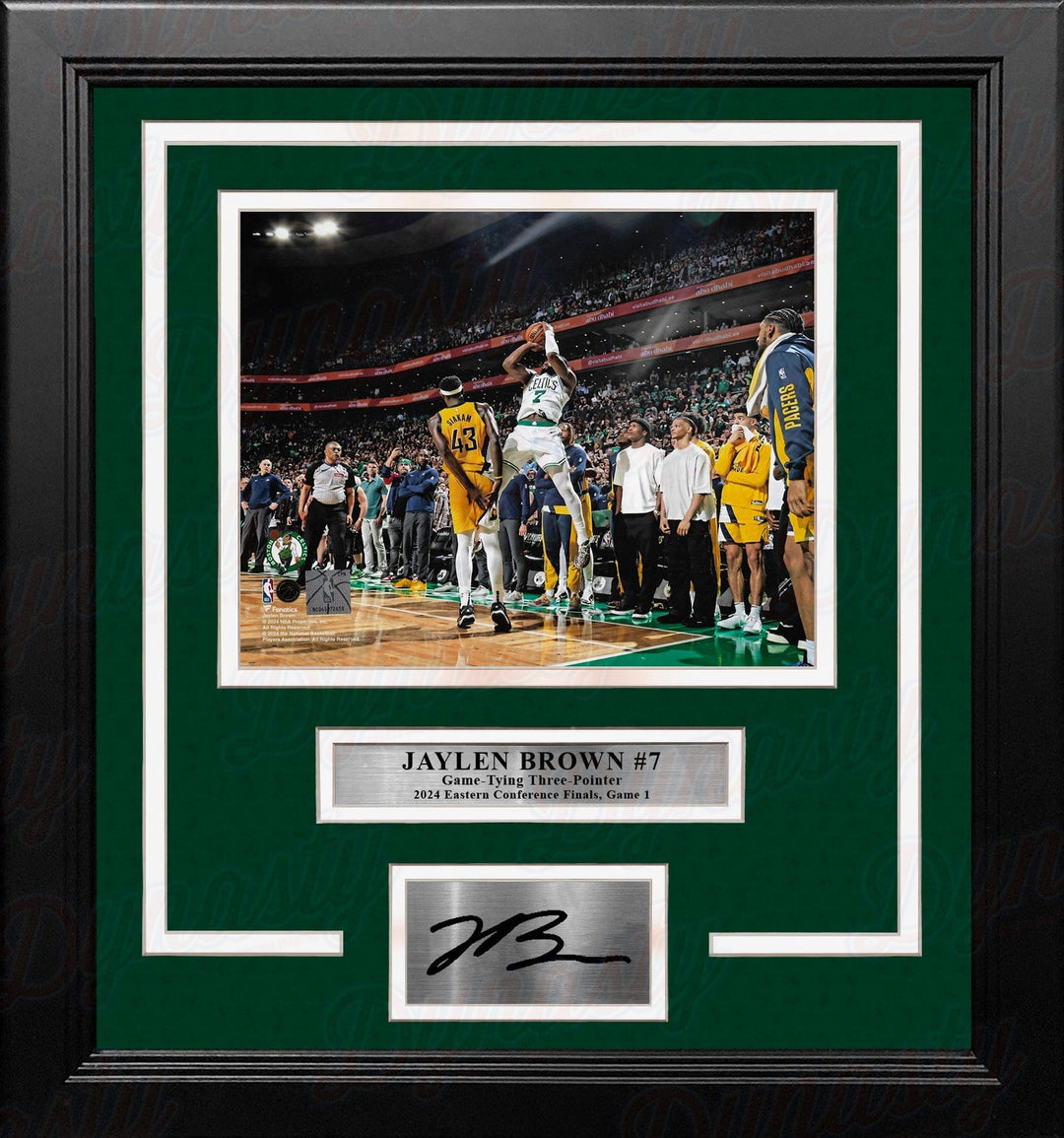 Dynasty Sports & Framing Engraved Signatures Jaylen Brown Game-Tying 3-Pointer Boston Celtics 8" x 10" Framed 2024 Photo with Engraved Autograph
