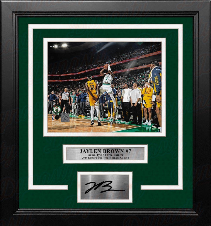 Dynasty Sports & Framing Engraved Signatures Jaylen Brown Game-Tying 3-Pointer Boston Celtics 8" x 10" Framed 2024 Photo with Engraved Autograph