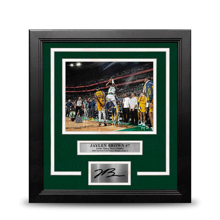 Dynasty Sports & Framing Engraved Signatures Jaylen Brown Game-Tying 3-Pointer Boston Celtics 8" x 10" Framed 2024 Photo with Engraved Autograph