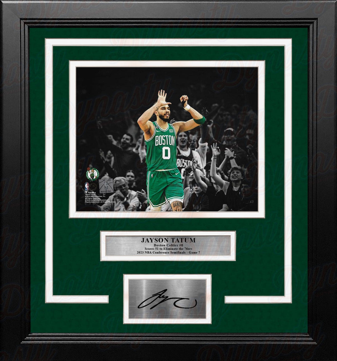 Dynasty Sports & Framing Engraved Signatures Jayson Tatum 51-Point Game 7 Boston Celtics 8" x 10" Framed Blackout Photo with Engraved Autograph