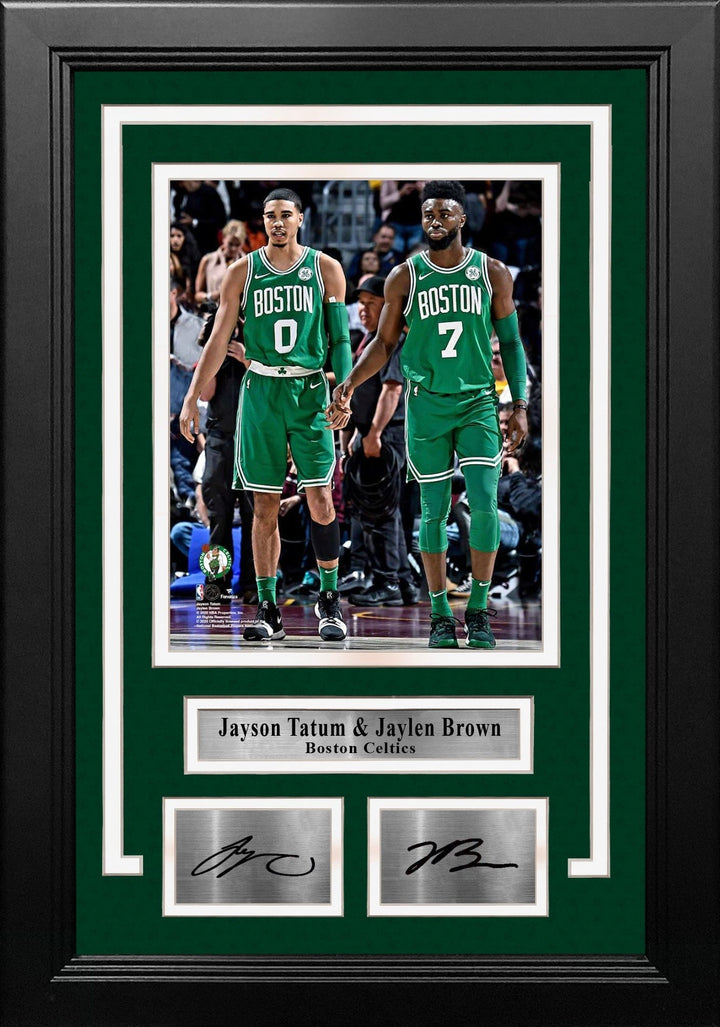 Dynasty Sports & Framing Engraved Signatures Jayson Tatum and Jaylen Brown Boston Celtics 8x10 Framed Basketball Photo with Engraved Autographs