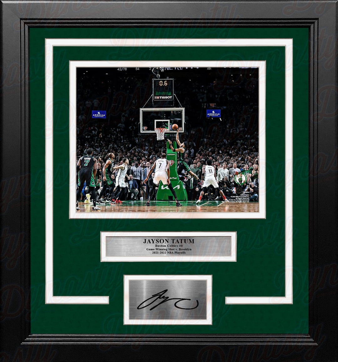 Dynasty Sports & Framing Engraved Signatures Jayson Tatum Game-Winner v. Nets Boston Celtics 8x10 Framed Basketball Photo with Engraved Autograph
