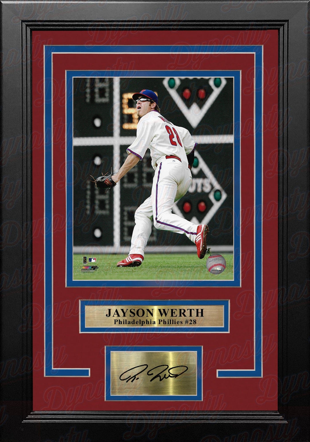 Dynasty Sports & Framing Engraved Signatures Jayson Werth in Action Philadelphia Phillies 8" x 10" Framed Baseball Photo with Engraved Autograph
